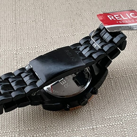 Relic Chronograph Wristwatch Black Tone Date Calendar Quartz Analog Watch $130 - Picture 9 of 12